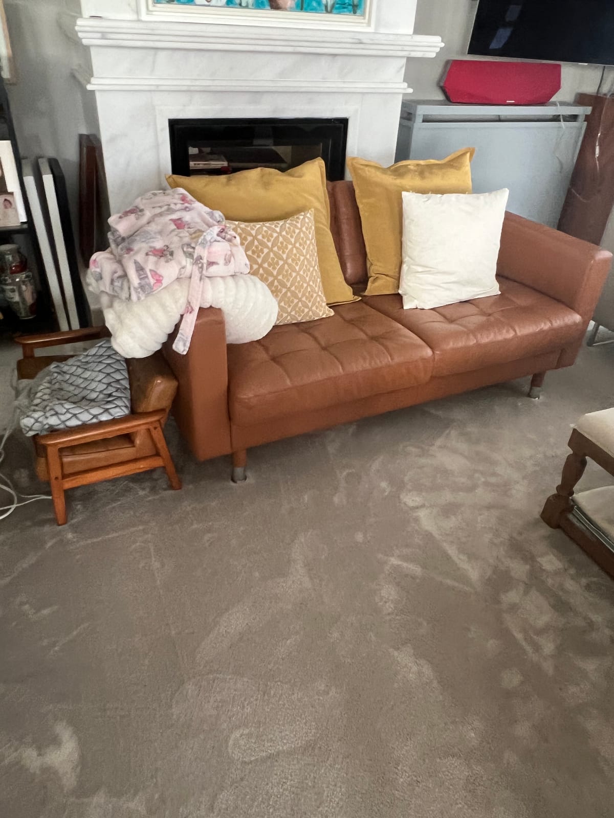 Ikea Tan leather 2 seater sofa