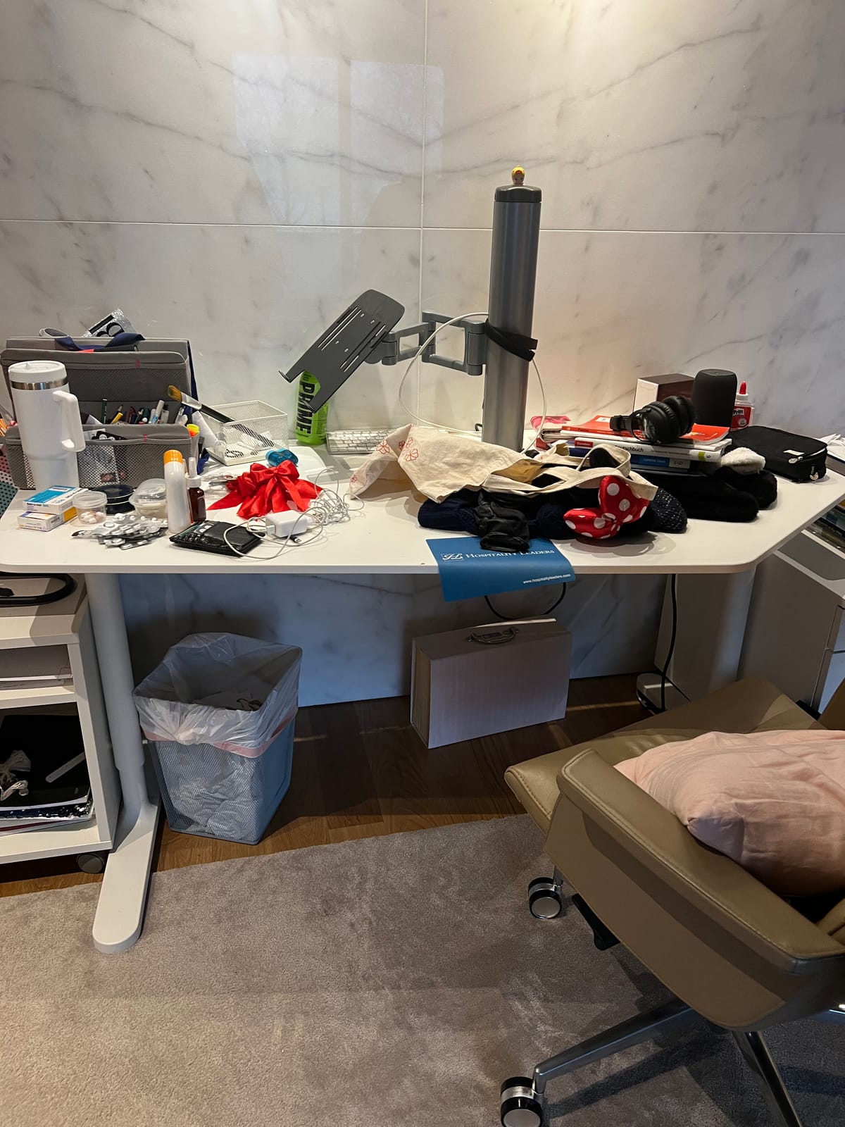 Ikea Galant desk with monitor mount x 2