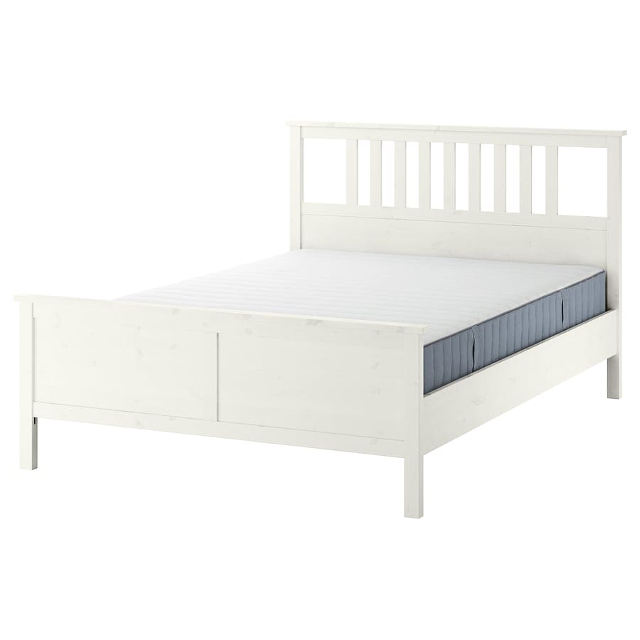 Ikea HEMNES Bed frame with mattress, white stain 160x200 cm - ANNELAND mattress.